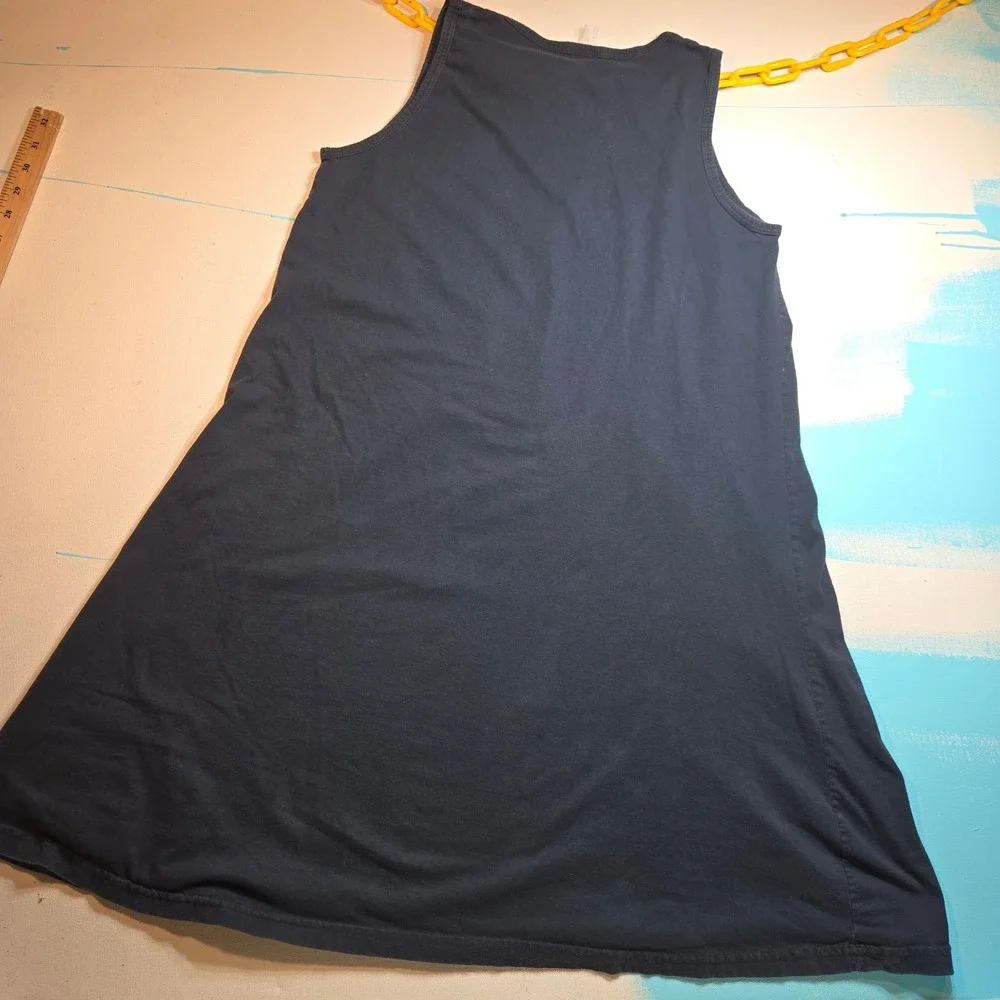 VTG Progresso Mexico Seashell Tank Dress Black Sleeveless Graphic Women M‎ 90s